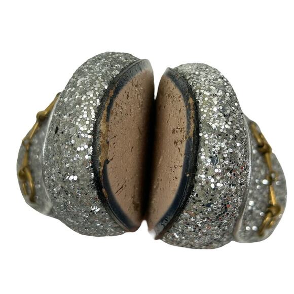 Gucci Silver Glitter Princeton Horsebit Slide Mule Loafers 5.5 - Picture 7 of 13